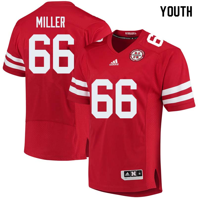 Youth #66 Hunter Miller Nebraska Cornhuskers College Football Jerseys Sale-Red - Click Image to Close